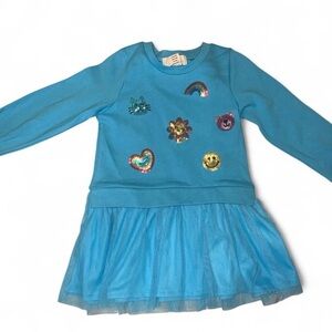 Peek Blue emoji sequin patches sweatshirt tuto dress size 3t new with tags